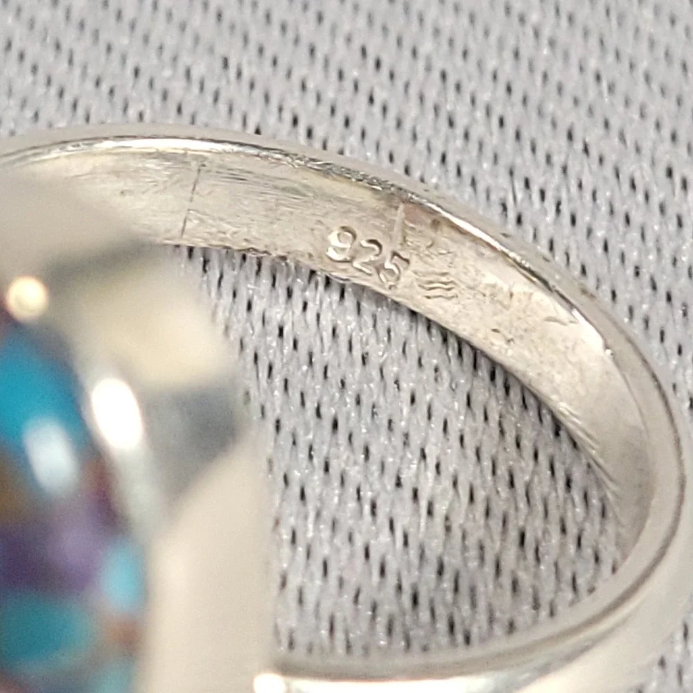 Sterling Silver Spiny Oyster Turquoise Ring Mosaic Inlay 925 Sz 5.75 Jewelry